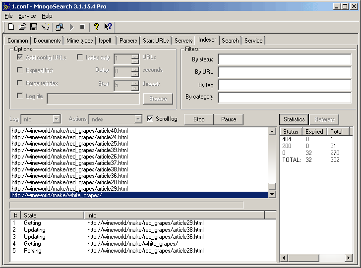 MnoGoSearch SQL Screenshot